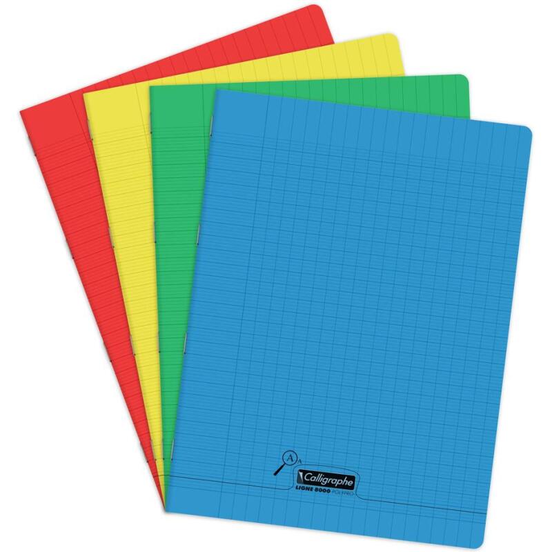 Cahier piqué 8000 POLYPRO Déficients visuels 24x32 cm 96 pages grands carreaux 2, 5mm agrandi 10/10 90 g - Assortis
