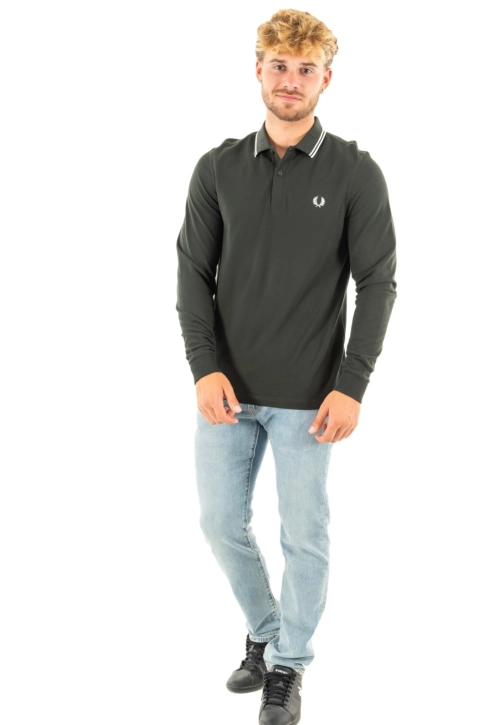 Polos manches longues fred perry m3636 t50 nightgreen/snwht