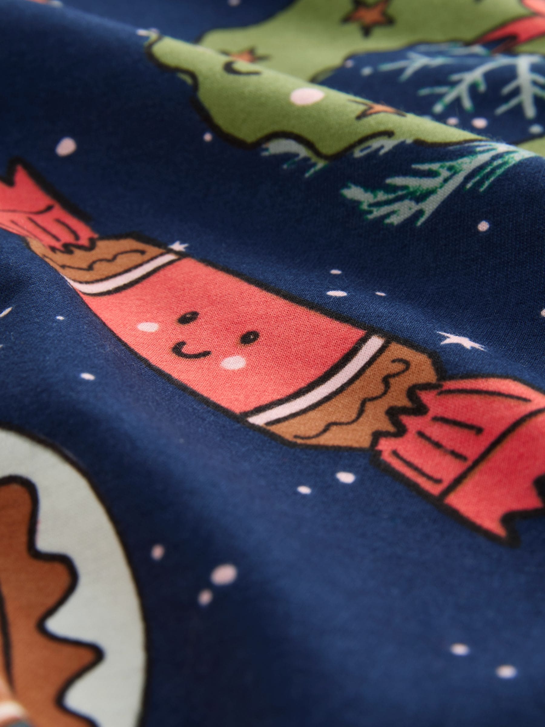 Marineblauw met pudding - Bijpassende familie Kerstmis Pyjama's met Lange mouwen