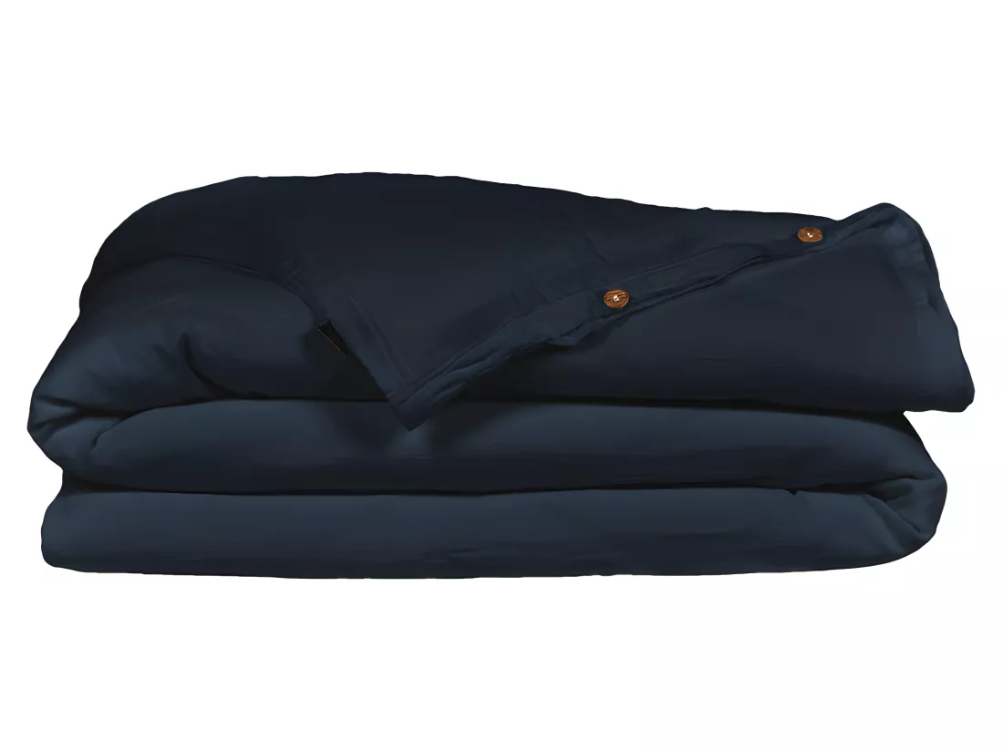 Housse de couette gaze de coton double 240 x 260 cm bleu nuit - PEPA 4