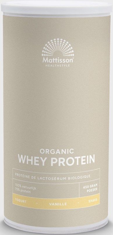 Mattisson - Biologische Wei Proteïne Poeder - 75% Eiwit - Vanille - Whey Protein - 450 Gram