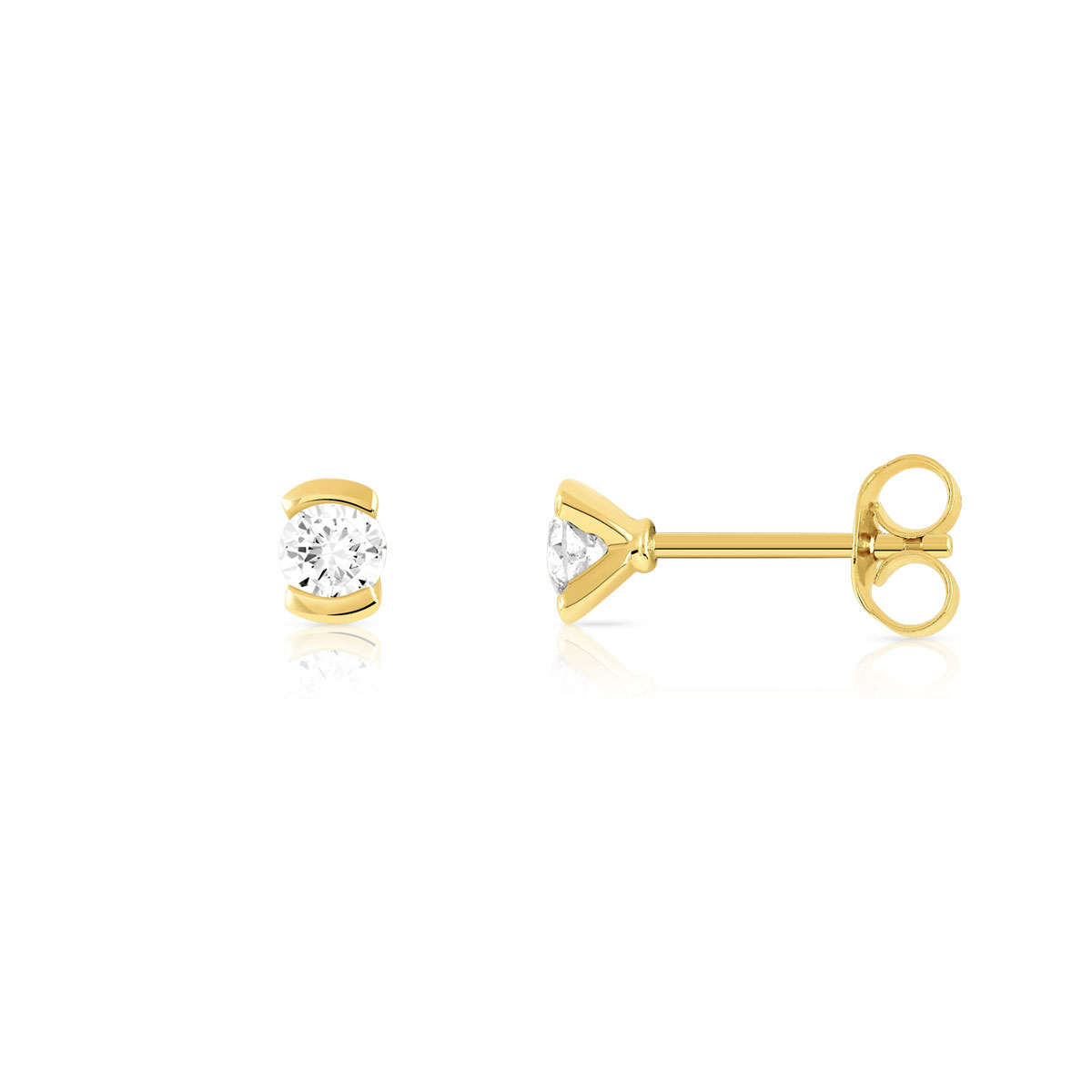 Boucles d'oreilles or 750 jaune diamant