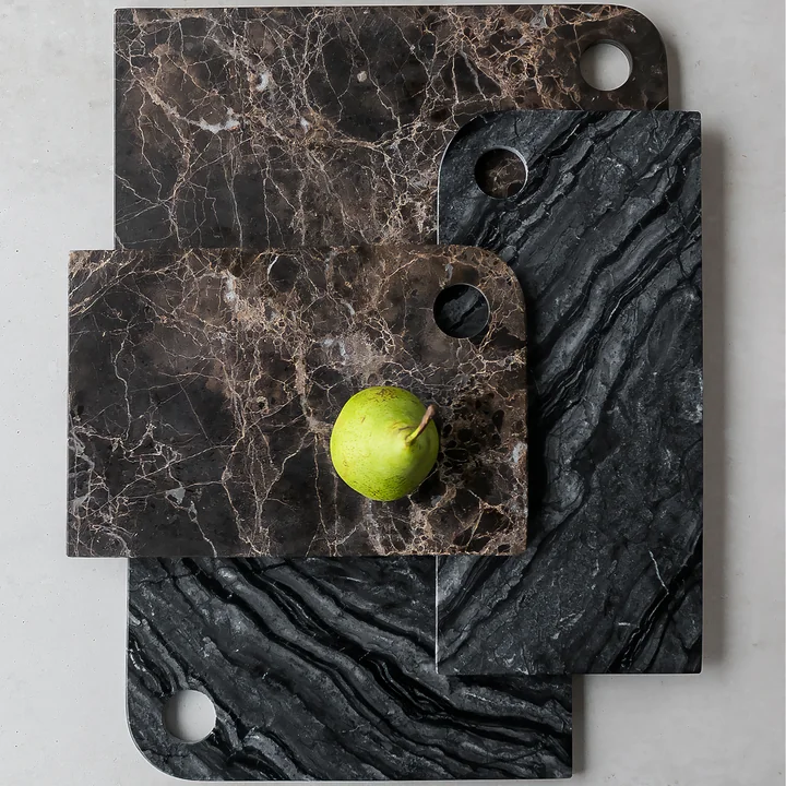 Mette Ditmer - Marble Schneidebrett, 18 x 38 cm, schwarz / grau