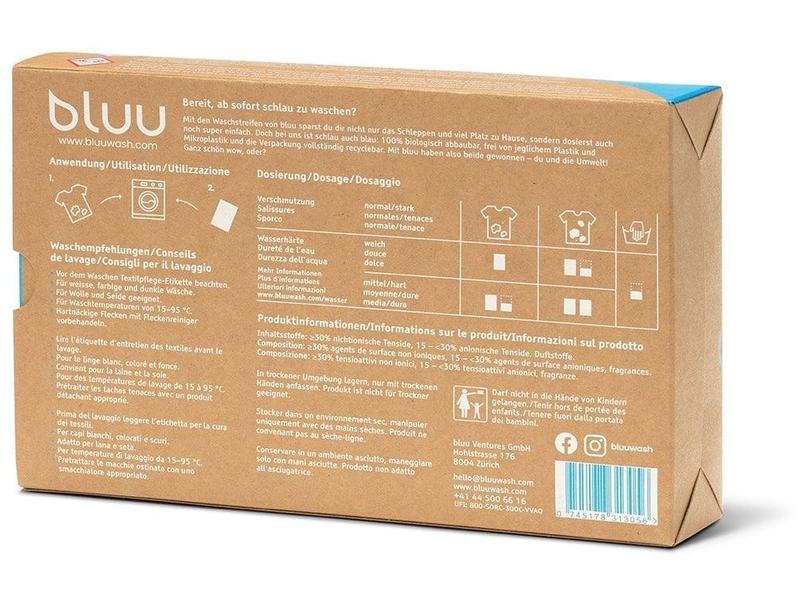 bluu Universal Waschmittelstreifen Alpenfrische 180 Stück Umweltfreundliche und praktische Waschmittelportionen