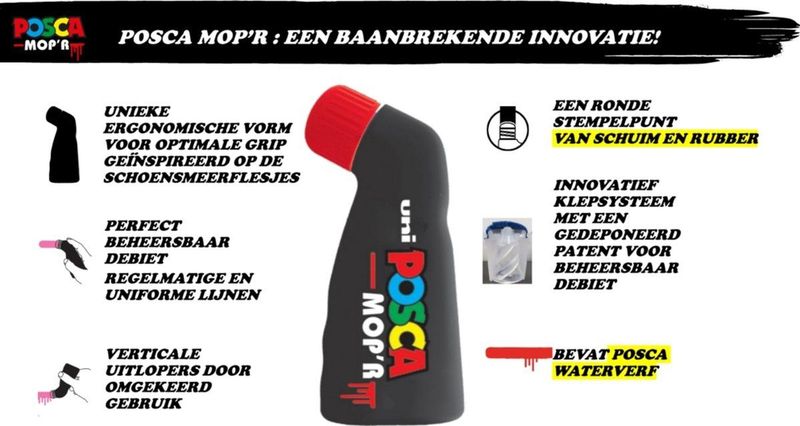 Posca Mop'R - Verfmarker Xxl - 3-19mm - set van 8 Kleuren