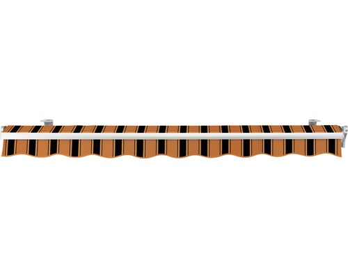 SOLUNA knikarmscherm Concept 3x2, doekdesign 6363, frame zilver E6EV1 geanodiseerd, aandrijving rechts inclusief slinger