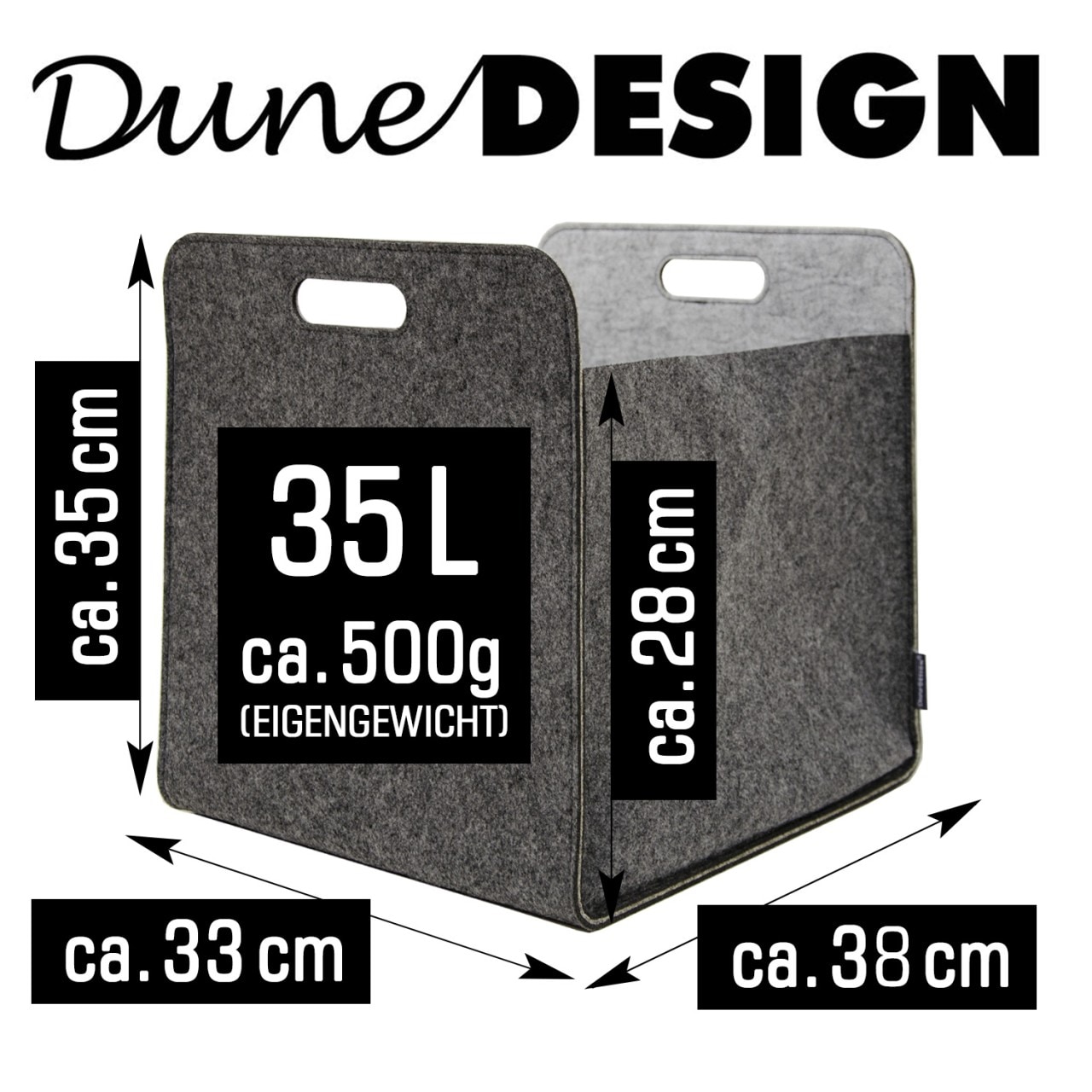 Aufbewahrungsbox 2er Set Cube Filz Grau 33x38x33cm