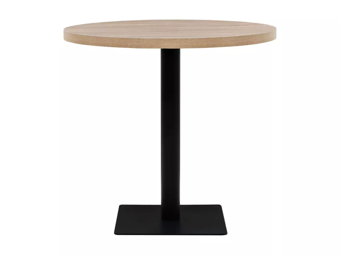 Table de bistro MDF et acier Rond 80 x 75 cm Couleur de chêne