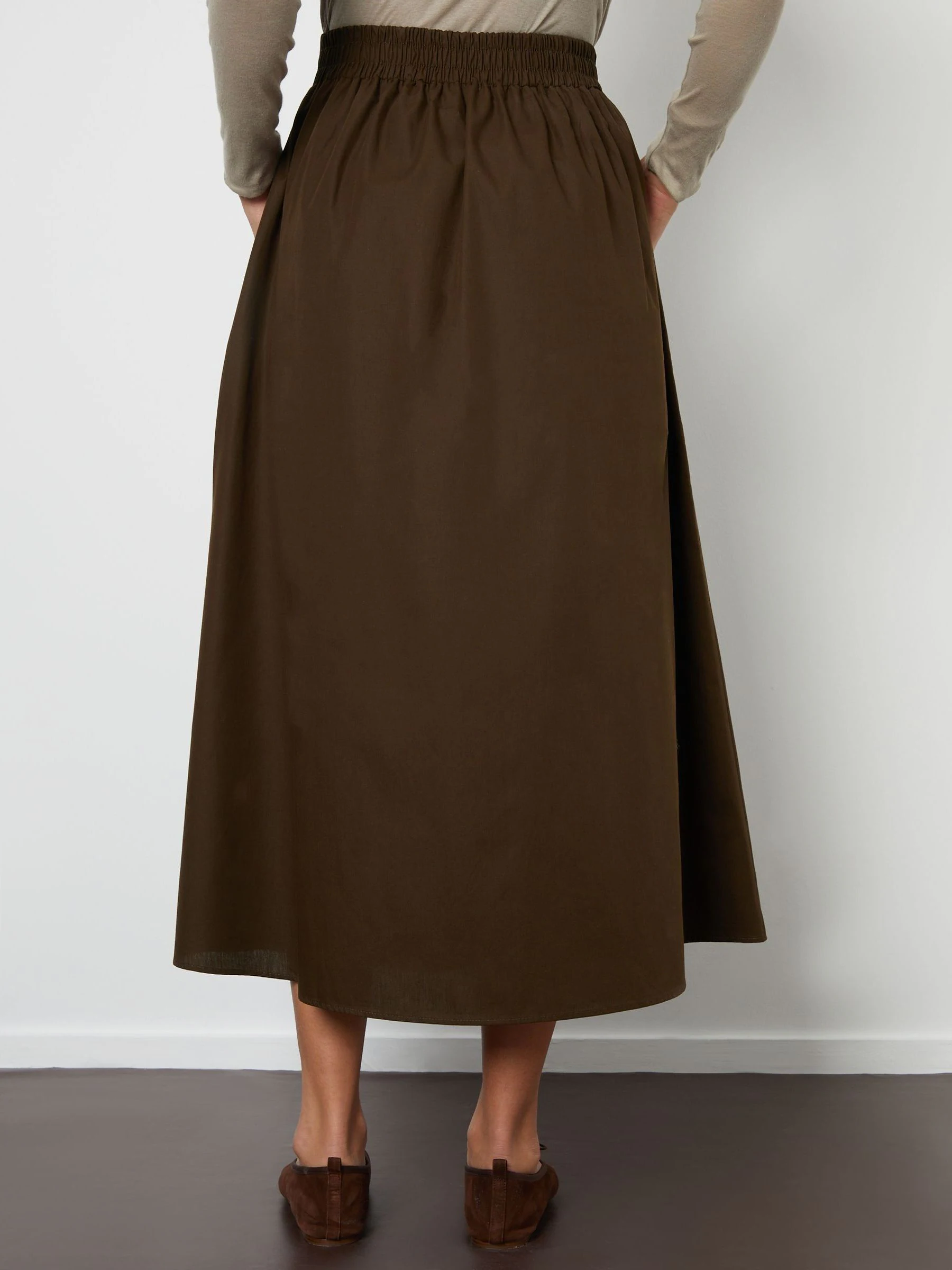 Chocoladebruin - Threadbare Midi rok met zakken