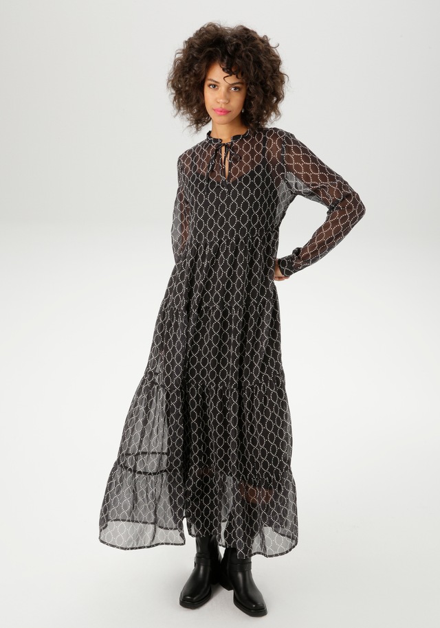 Aniston CASUAL Maxikleid mit Jersey-Unterkleid,  mit interessantem Kettendruck aus Punkten - NEUE KOLLEKTION