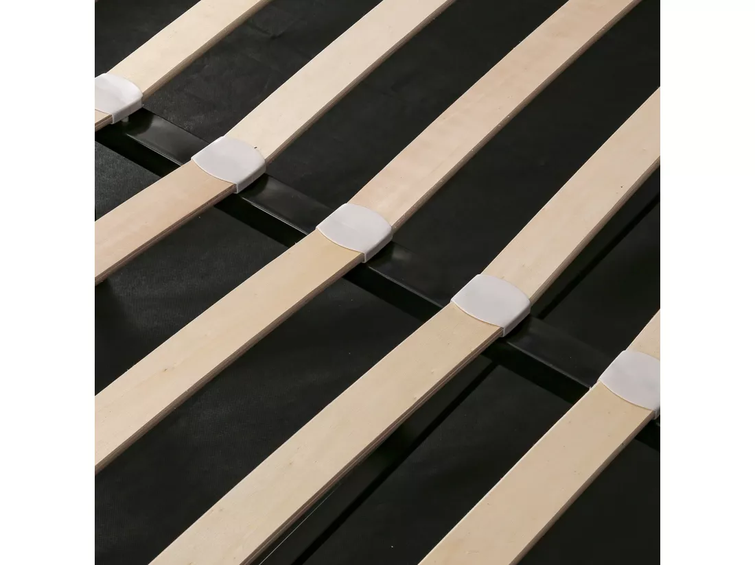 Lit coffre rembourré 180x200cm en velours - avec sommier à lattes - Gris