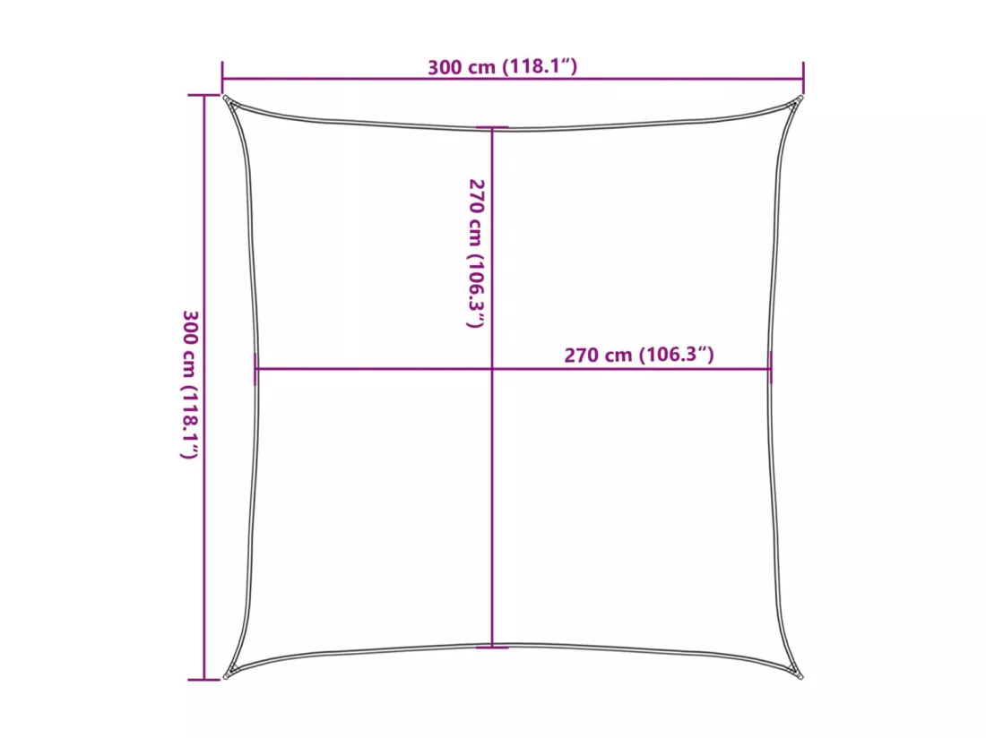 Voile d'ombrage 160 g/m² carré sable 3x3 m PEHD