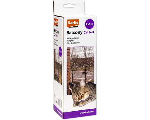 Karlie Balkon kattenveiligheidsnet, 2 x 1 m, transparant, maaswijdte 3 x 3 cm