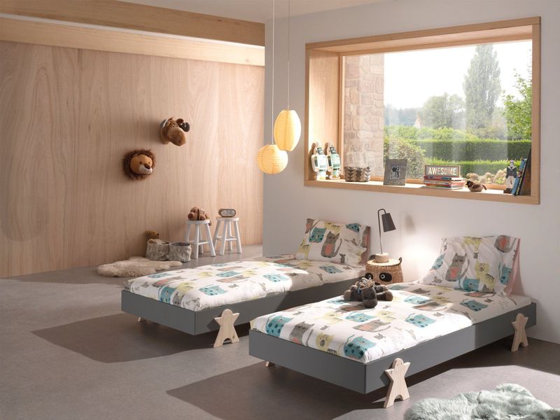 Vipack - Modulo - Eenpersoonsbed - Grijs - Stapelbaar - 90x200 cm