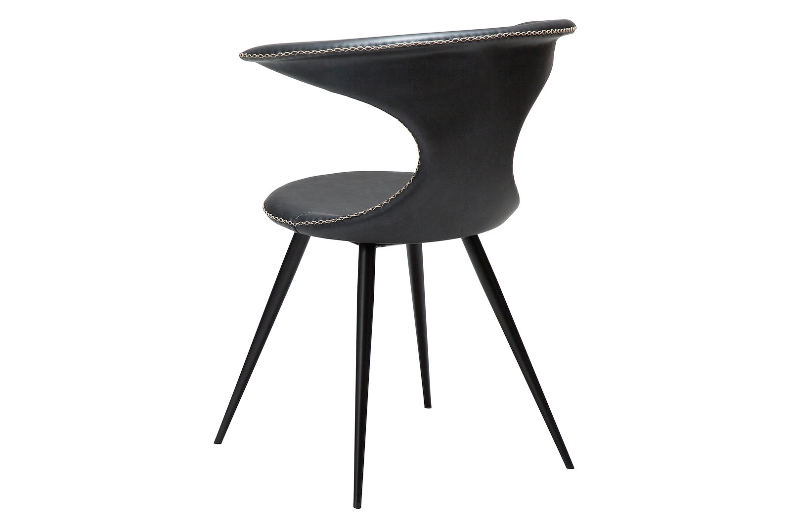 Flair spisestol PU Raven Black og sorte runde ben.