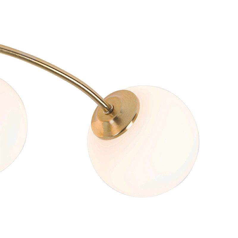 Moderne plafondlamp goud met opaal glas 6-lichts  - Athens