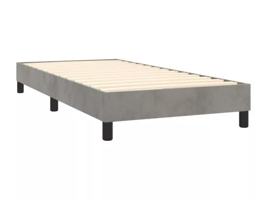 Sommier tapissier et matelas et LED Gris clair 90x190cm Velours