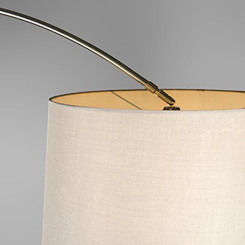 Qazqa - Modern Bogenleuchte I Bogenlampe I Lampe I Leuchte Stahl I Silber I nickel matt Stoffschirm weiß 45 cm - XXL I Wohnzimmer - Stahl Länglich - LED geeignet E27