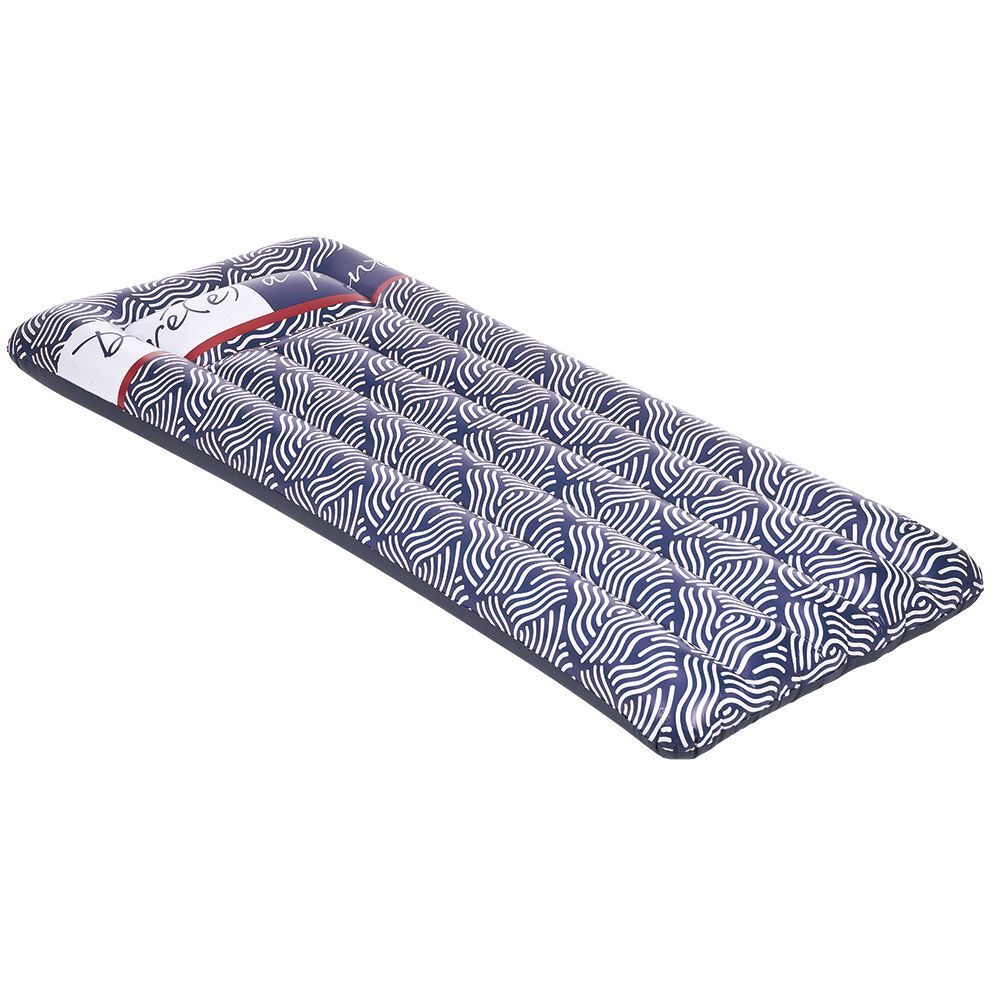 Matelas gonflable inscription Doré à point motif vague bleu et blanc