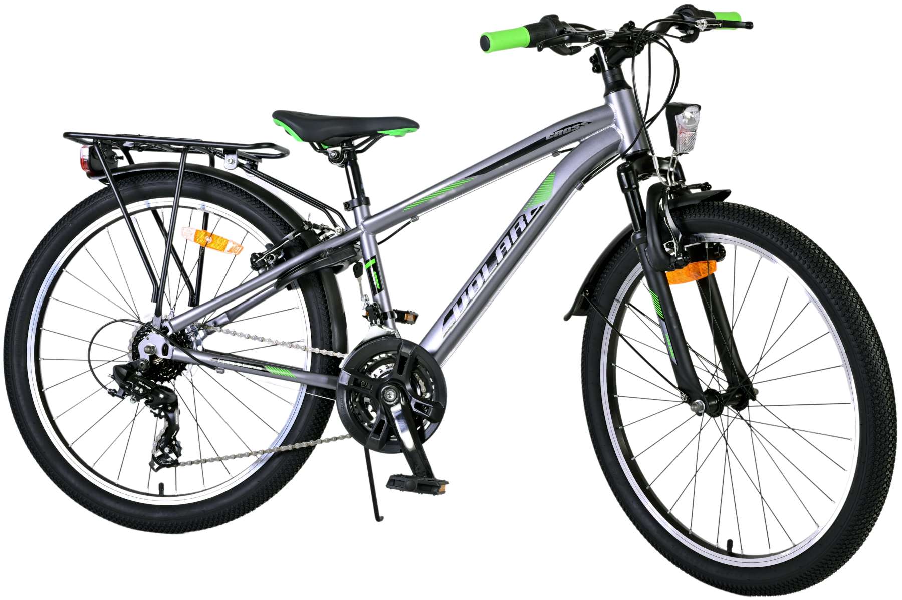 TPFSports Cross Kinderfahrrad - Jungen - 2 Handbremsen - 18 Gänge - 24 Zoll - Grau