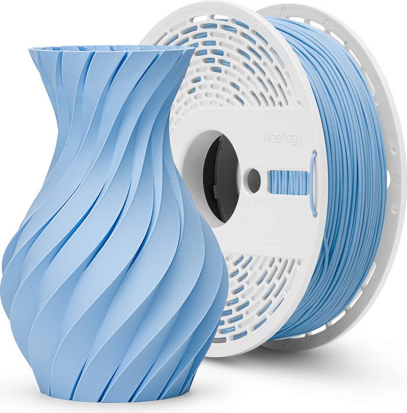 Fiberlogy  Matte PLA Pastel Blue, 1,75 mm / 850 g    Leicht zu druckendes PLA mit matter Oberfläche in Pastel Blue