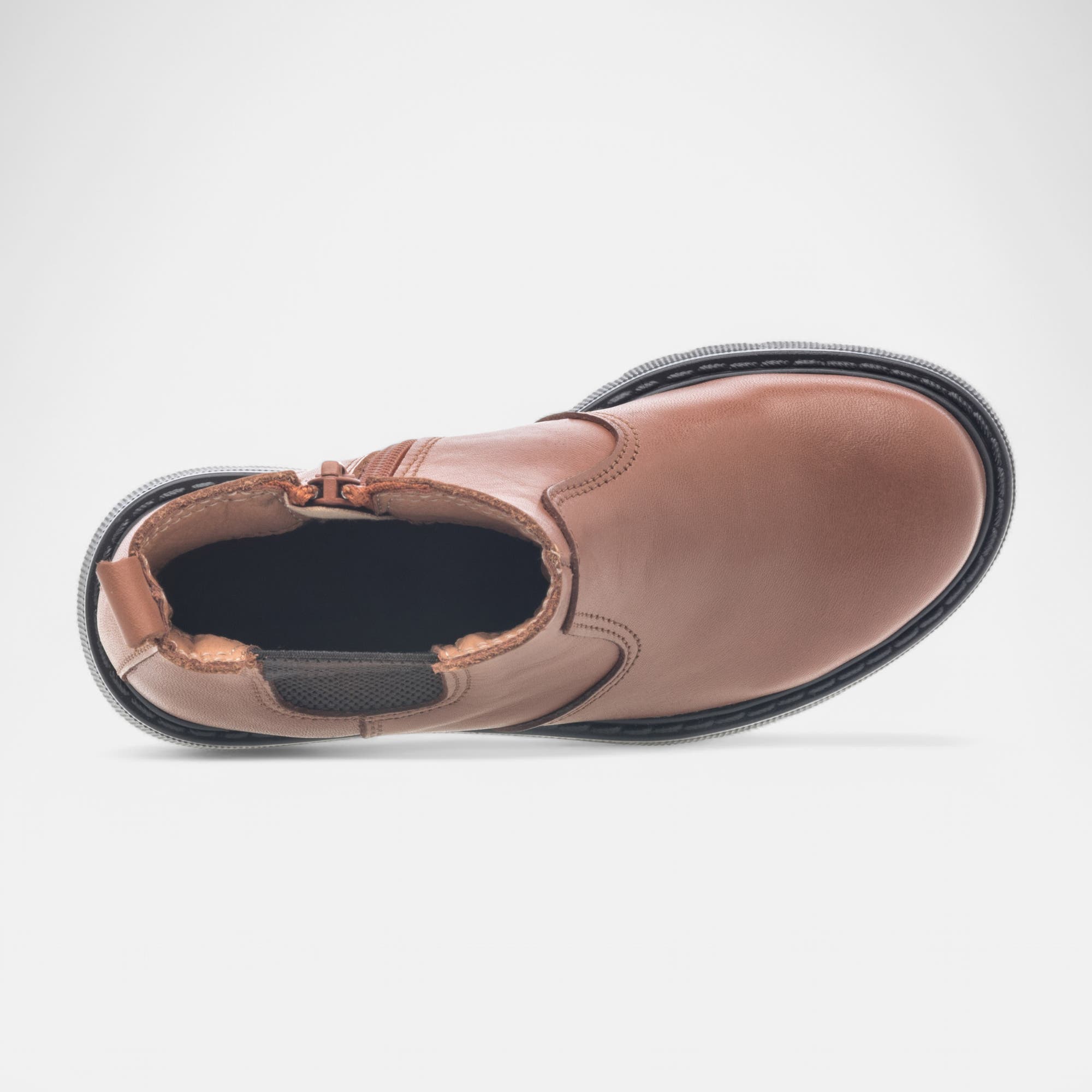 Bottines Fille en cuir cognac