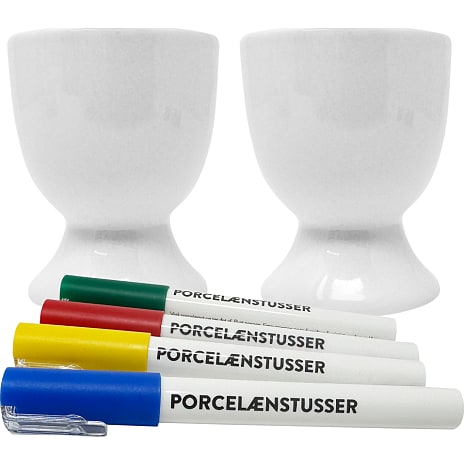 Egg cups with porcelain pen set