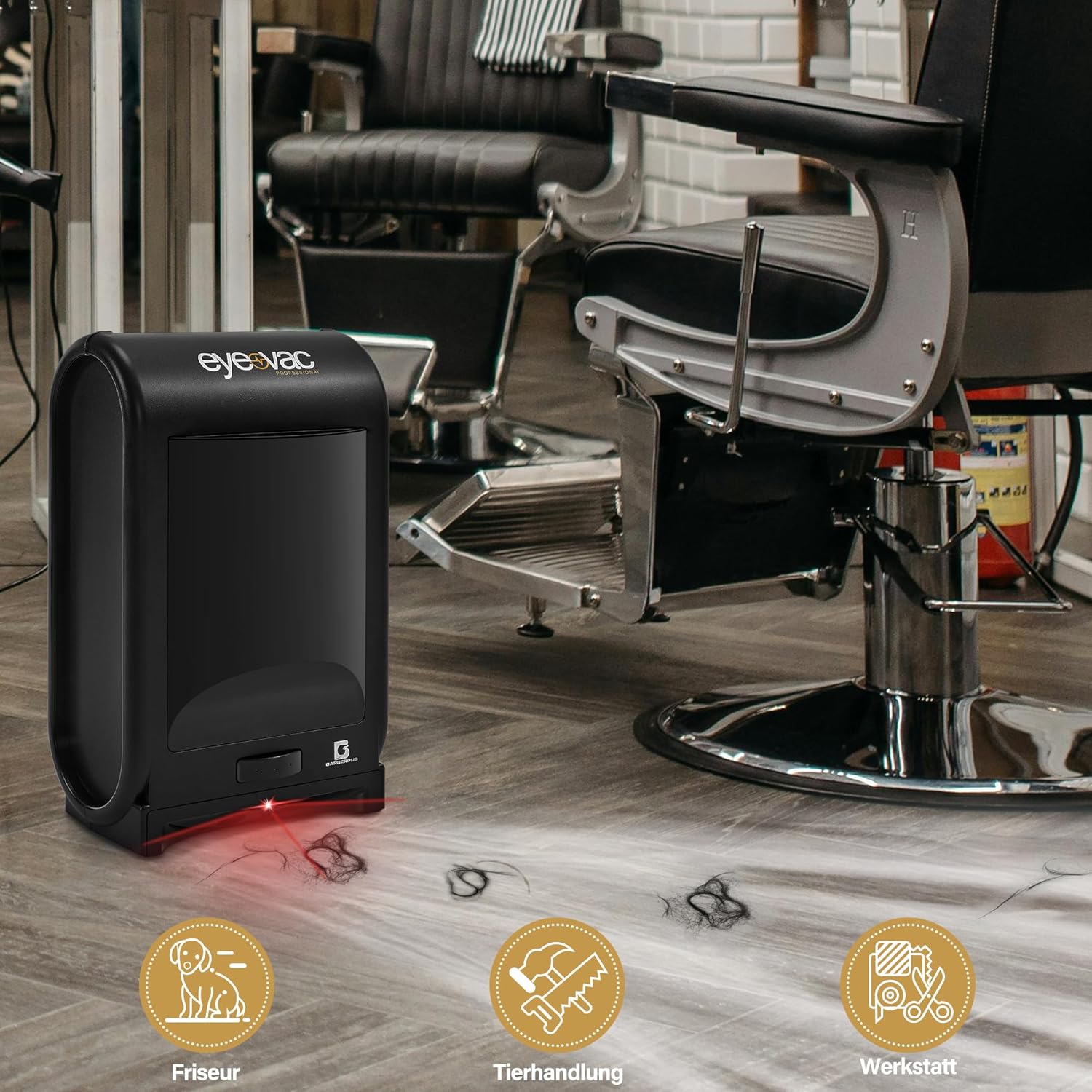 Barberpub Elektrische Kehrbesen Haarsauger mit Sensor Automatisch S200BK, Saugroboter mit Kabel, Stabstaubsauger & Haarstaubsauger, Bodenstaubsauger Friseur Profibedarf Salonbedarf, 1400 W (Schwarz)