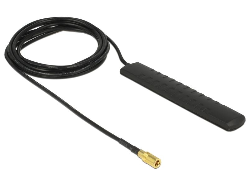 Delock DAB /DVB-T2-Antenne SMB 174-690Mhz SMB 20 dBi Rundst Delock DAB  DVB-T2 Antenne SMB Stecker 20 dBi aktiv omnidirektional schwarz Klebemontage