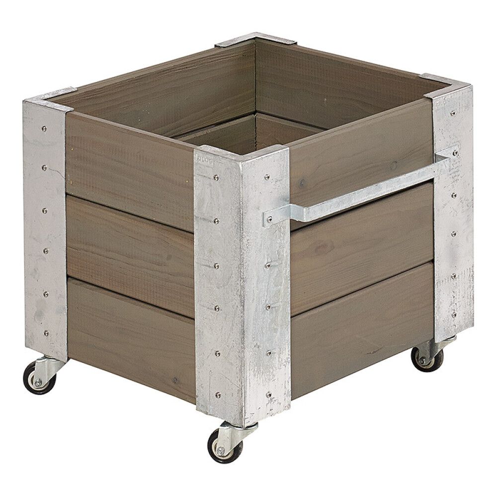 BLOMSTERKASSE PLUS CUBIC MED HJUL BRUN 46X50X45CM