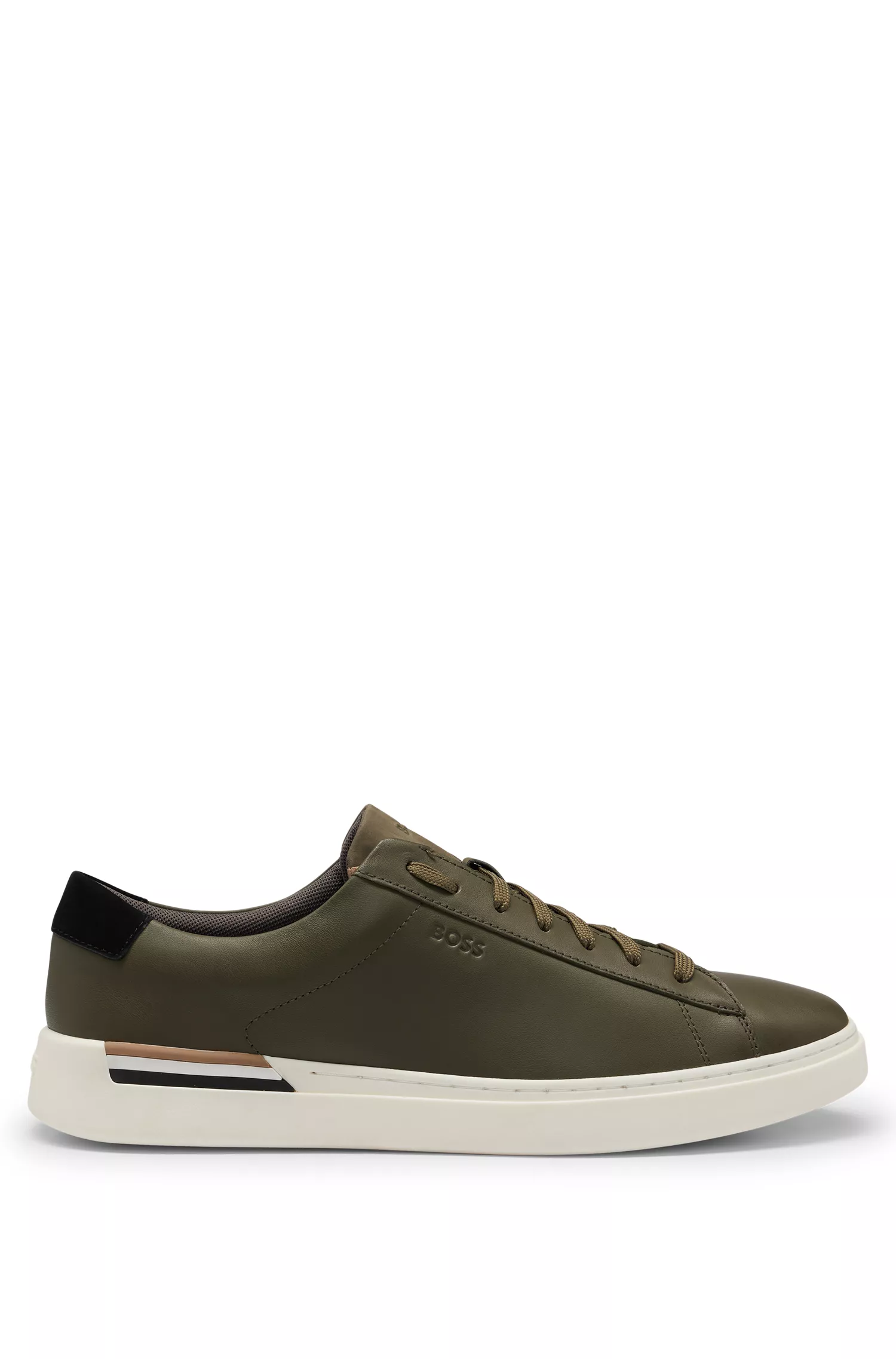 Tênis BOSS Black-Cupsole com cadarço, em couro e nobuck.