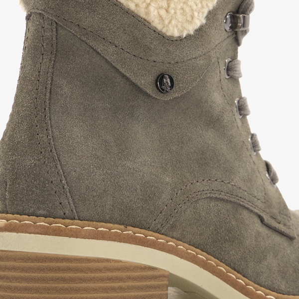 Hush Puppies suède dames veterboots beige/grijs