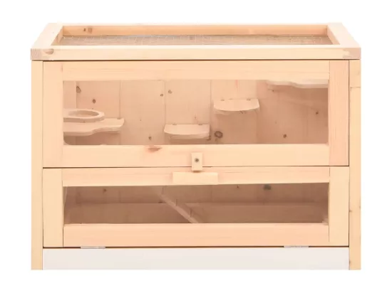 Cage à hamster 60x35,5x42 cm bois massif de sapin