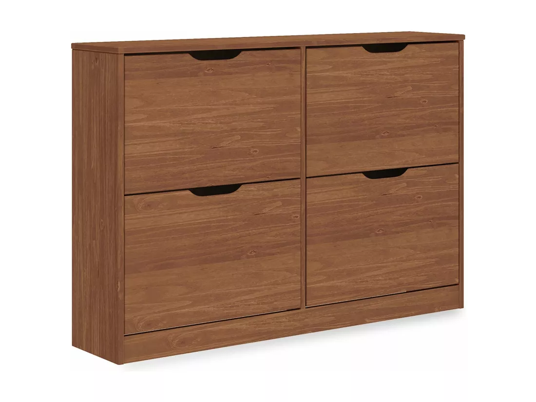 Meubles à chaussures BASIL Armoire avec 4 abattants, en Pin massif, Coloris châtaignier