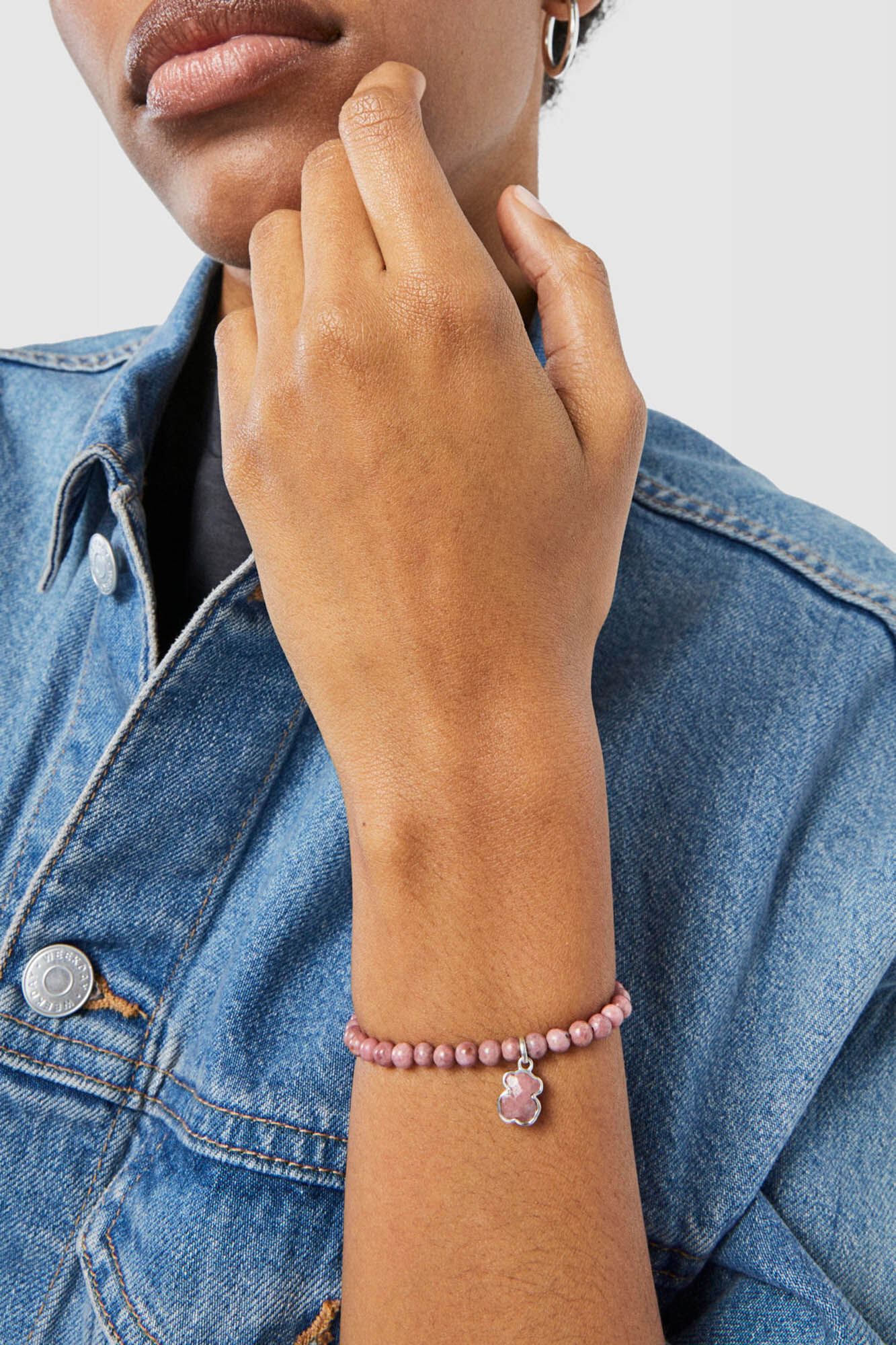 Pulsera de prata e rodonita - Gris