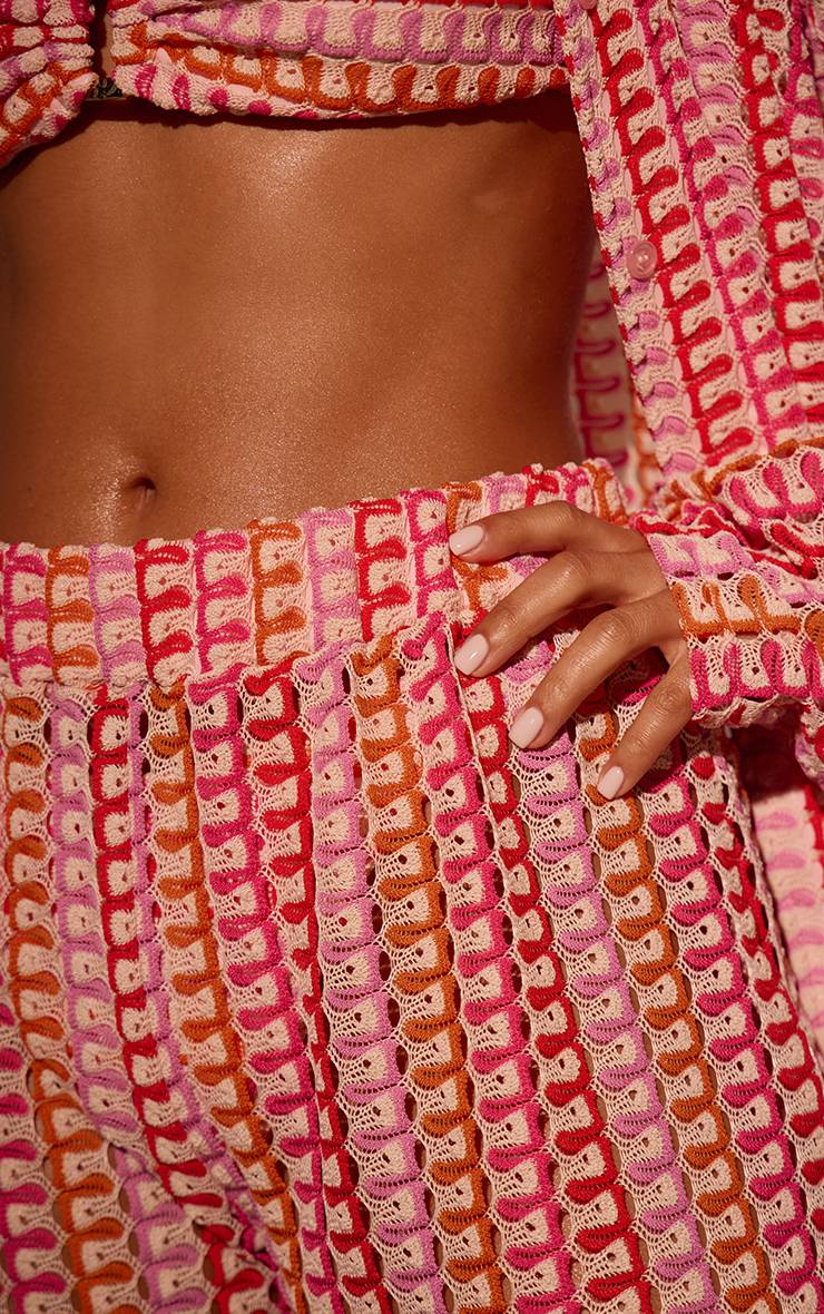 Multicolore Pantalon De Plage Vaporeux Au Crochet