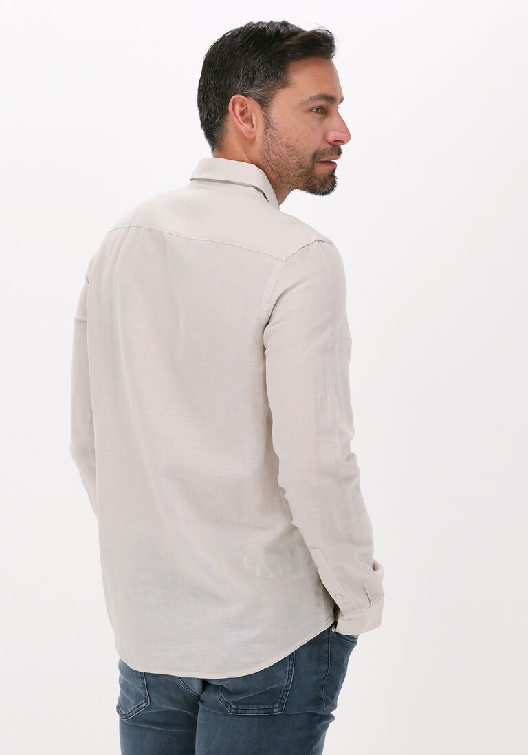 CALVIN KLEIN beige calvin klein casual overhemd cotton linen chest pocket shirt