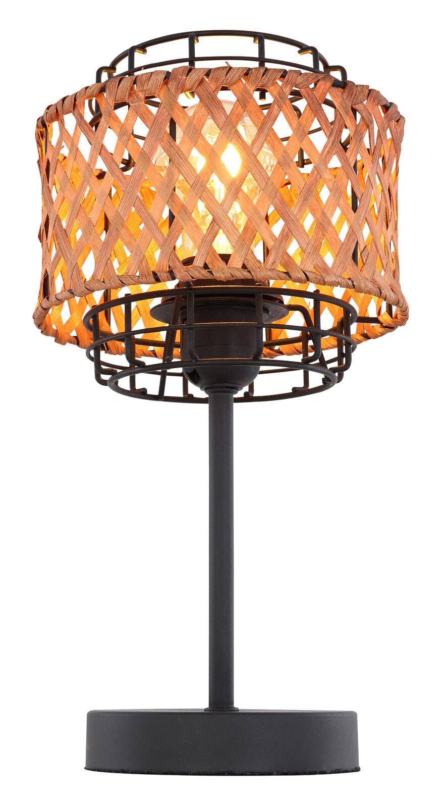 GINA Tischlampe braun, schwarz 15668T, D/H: 17 x 32 cm, Metall, Holz