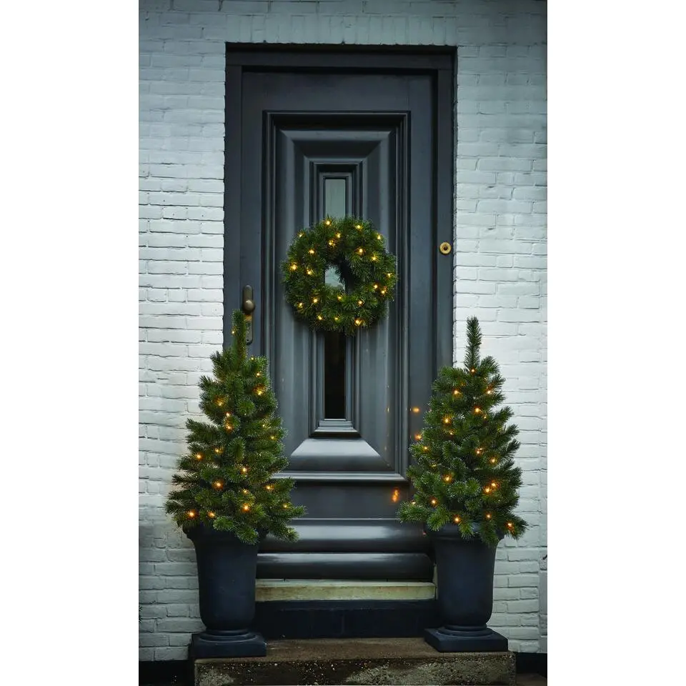 Black Box Trees Glendon Kerstkrans met LED Verlichting - Ø45cm - Groen