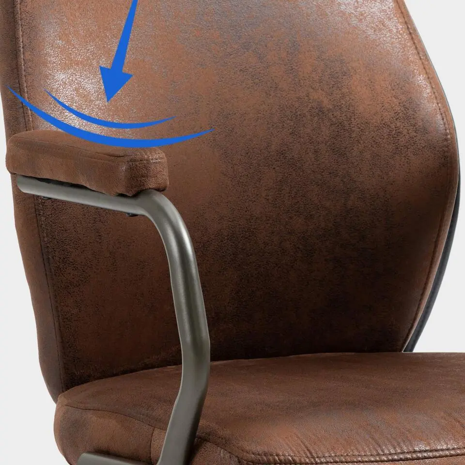 CLP Bureaustoel Pocatello zwart Frame - Kunstleer - cognac