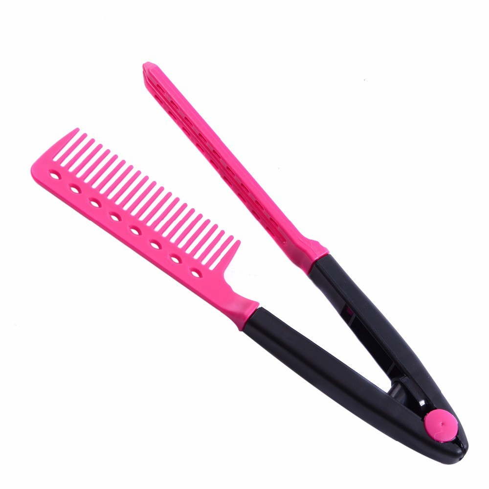 (24cm) Doppelseitiger Friseur Kamm Haar Styling Glättkamm - Pink / Schwarz