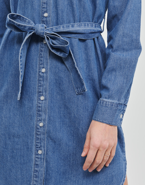 Pieces - PCOSALINA LS MIDI DNM MB DRESS - Bleu