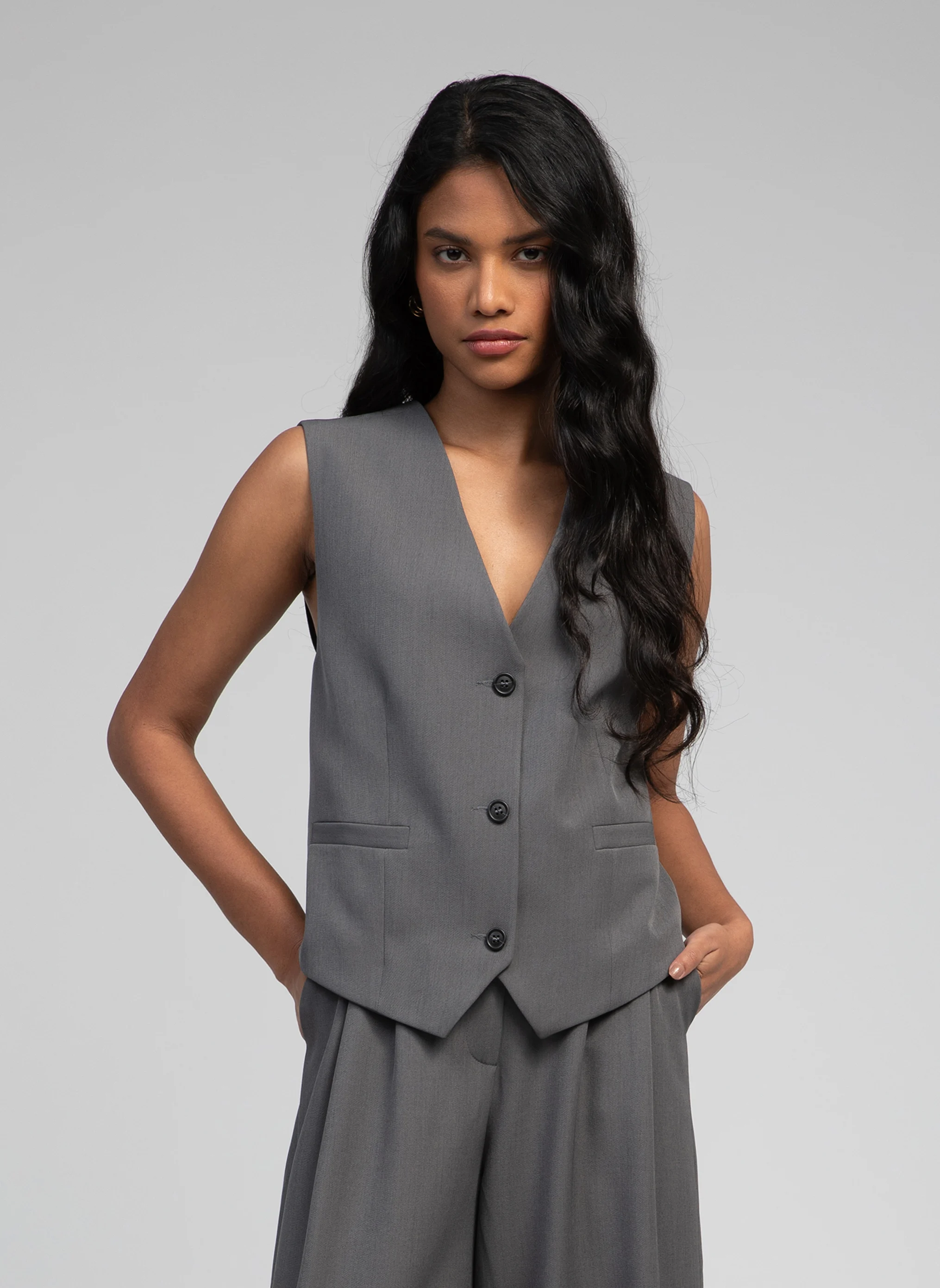 KIMOLO - Veste col V | Gris