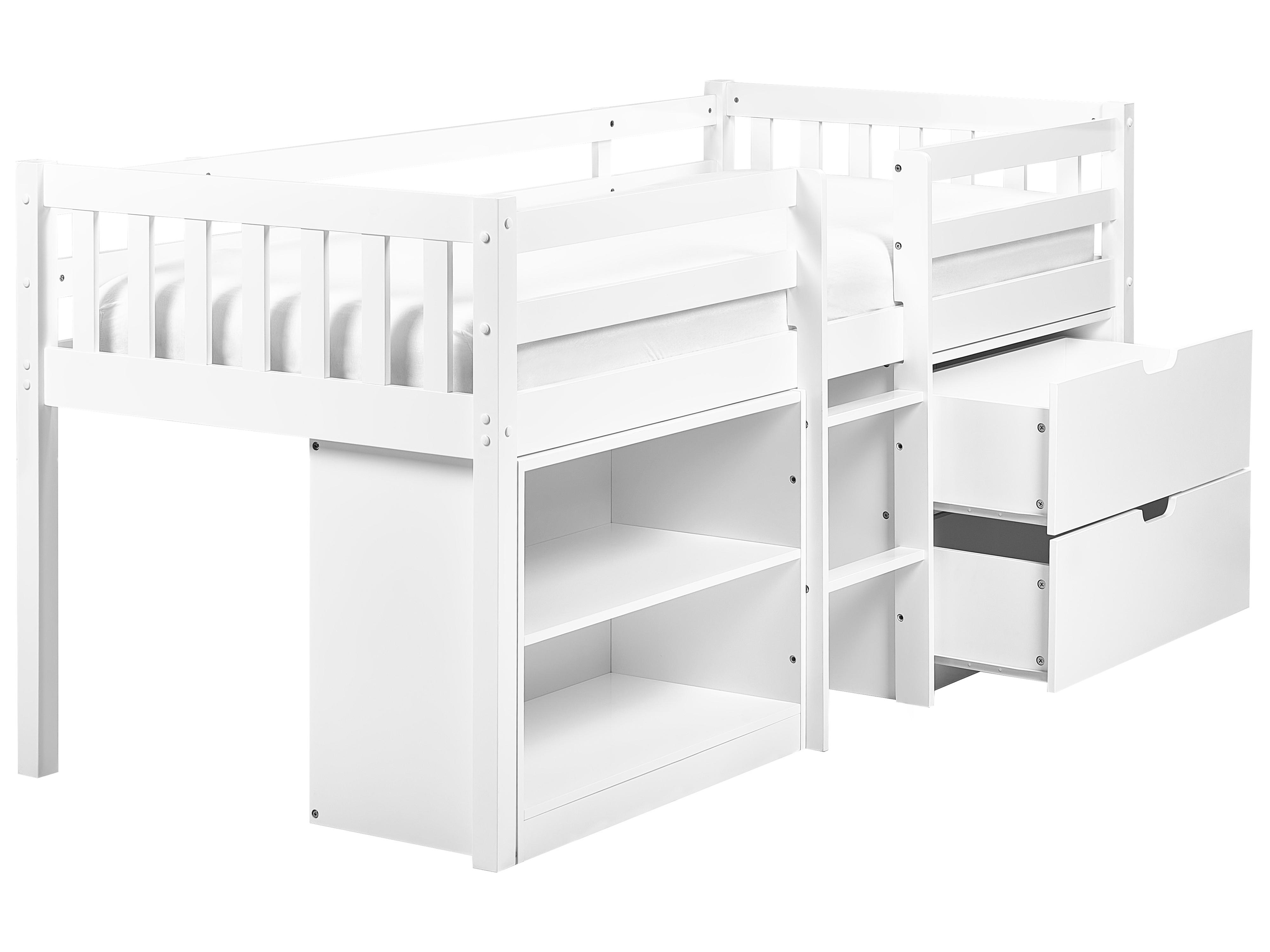 Verhoogd bed Hout SUSVILLE 90 x 200 cm Wit