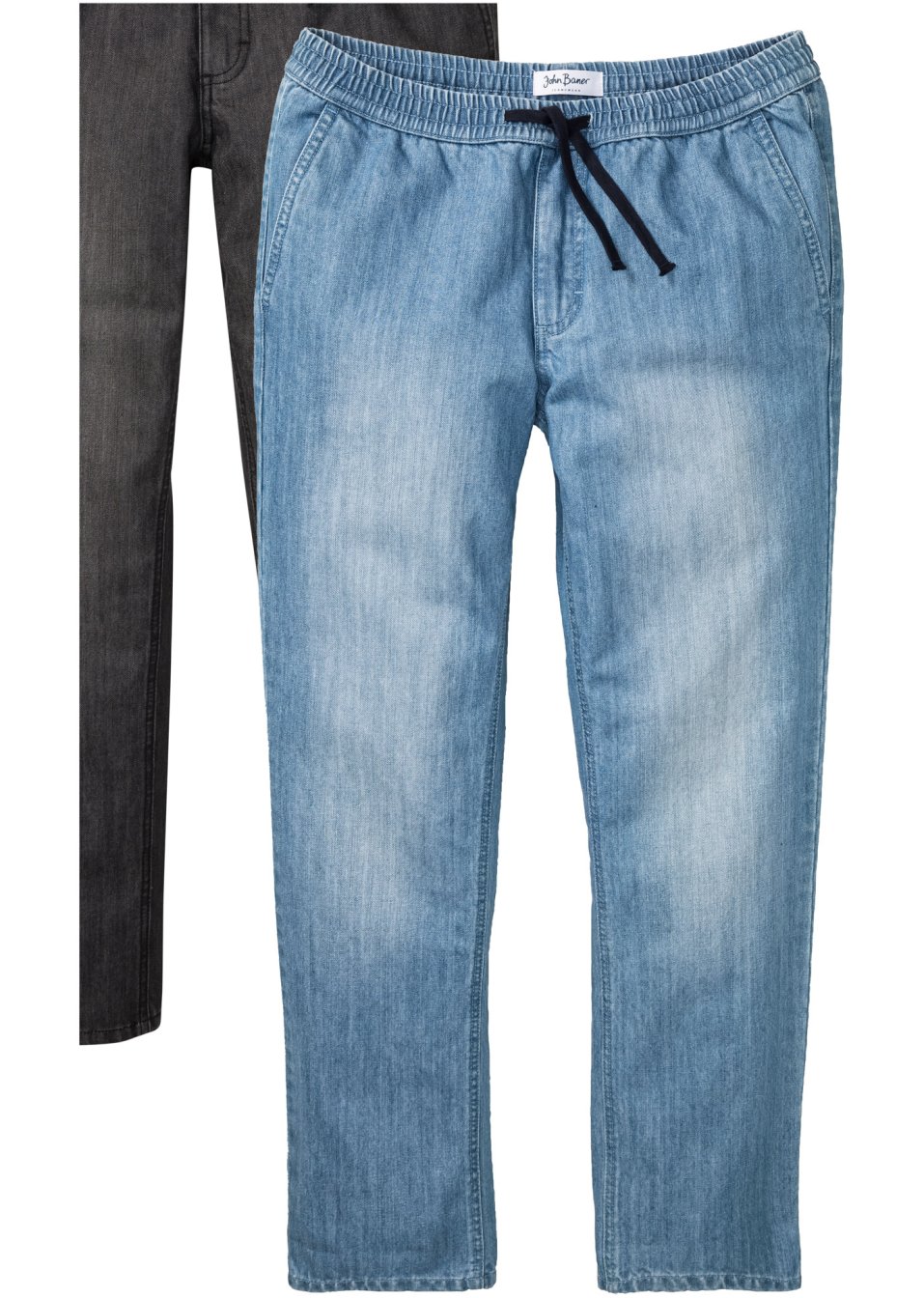 Lot de 2 jeans Regular Fit avec taille élastiquée, Straight