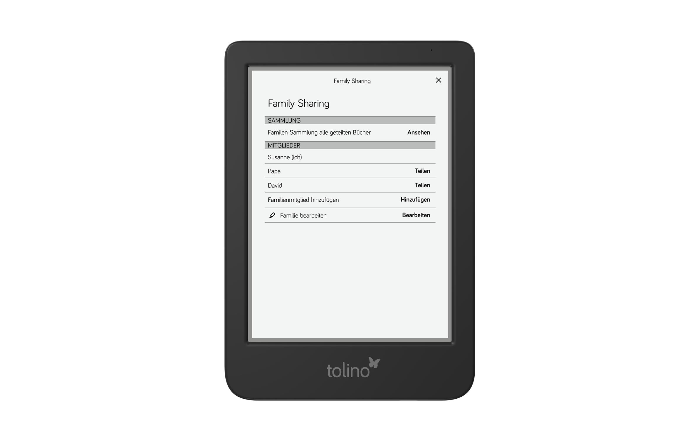 E-Book Reader Tolino shine<br>6-Zoll-E-Book-Reader mit integrierter Beleuchtung mit smartLight