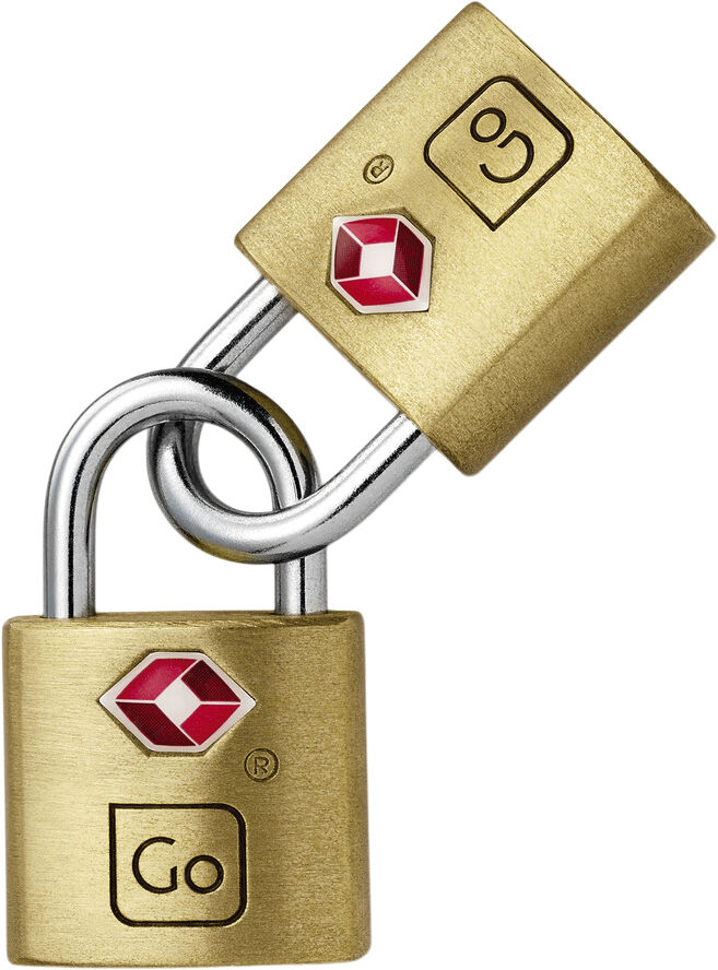 Go Travel TSA Brass Padlocks Twin Pack Gold