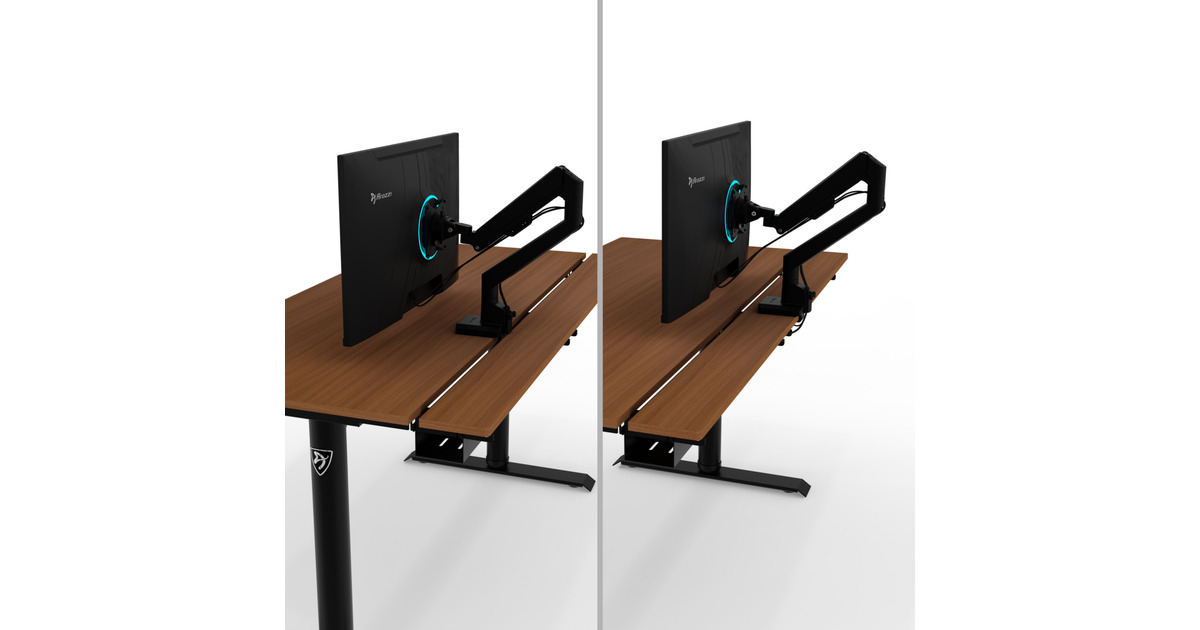 ArozziArena Nordico Sit/Stand Desk - Dark Walnut gaming desk  (Zwart)