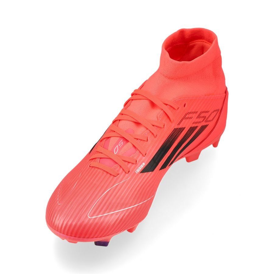 adidas F50 League Mid FG/AG Vivid Horizon - Turbo/Aurora Black/Argenté Femme