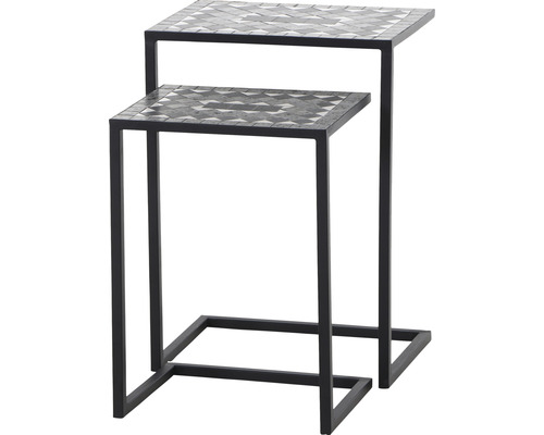Siena Garden Como bijzettafelset 39 x 30 x 54 cm / 33 x 46 x 64 cm staal keramiek